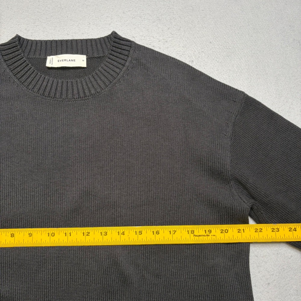 Everlane Sweater Women M Charcoal Gray Organic Cotton Crewneck Ribbed Knit P41 - Picture 7 of 9